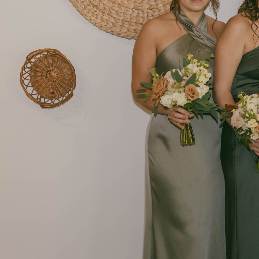 BHLDN Moss Luxe Satin Bridesmaid Dress